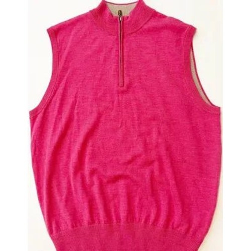 Peter Millar vest Mens' raspberry gray LG‎ wool preppy bright golf gorpcore luxe